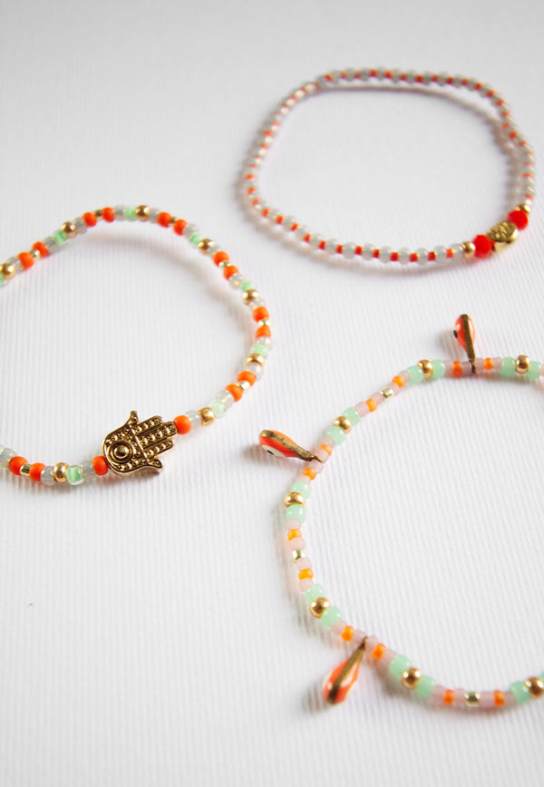 Envet Beaded Bracelet Set - Coral Bay