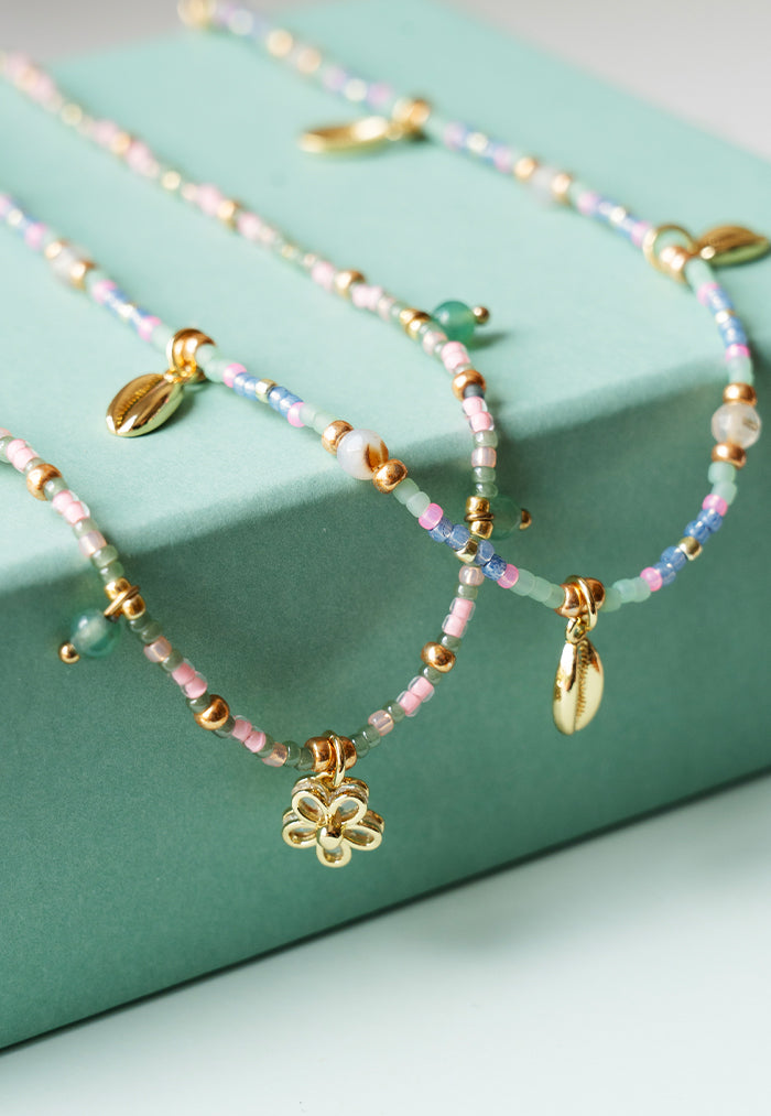 Envet Shell Beaded Necklace - Azurea