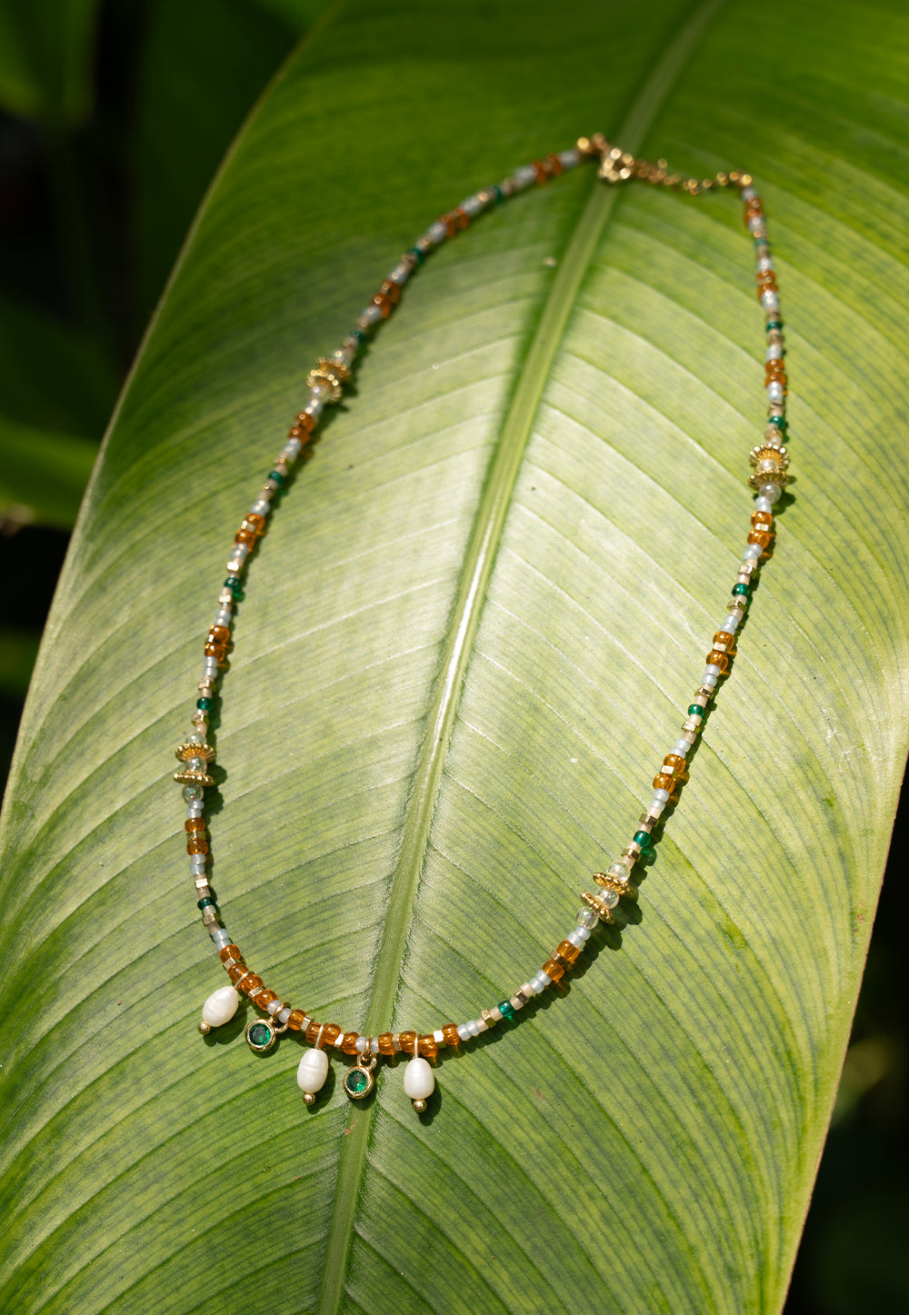 Envet Beaded Charm Necklace - Brulee