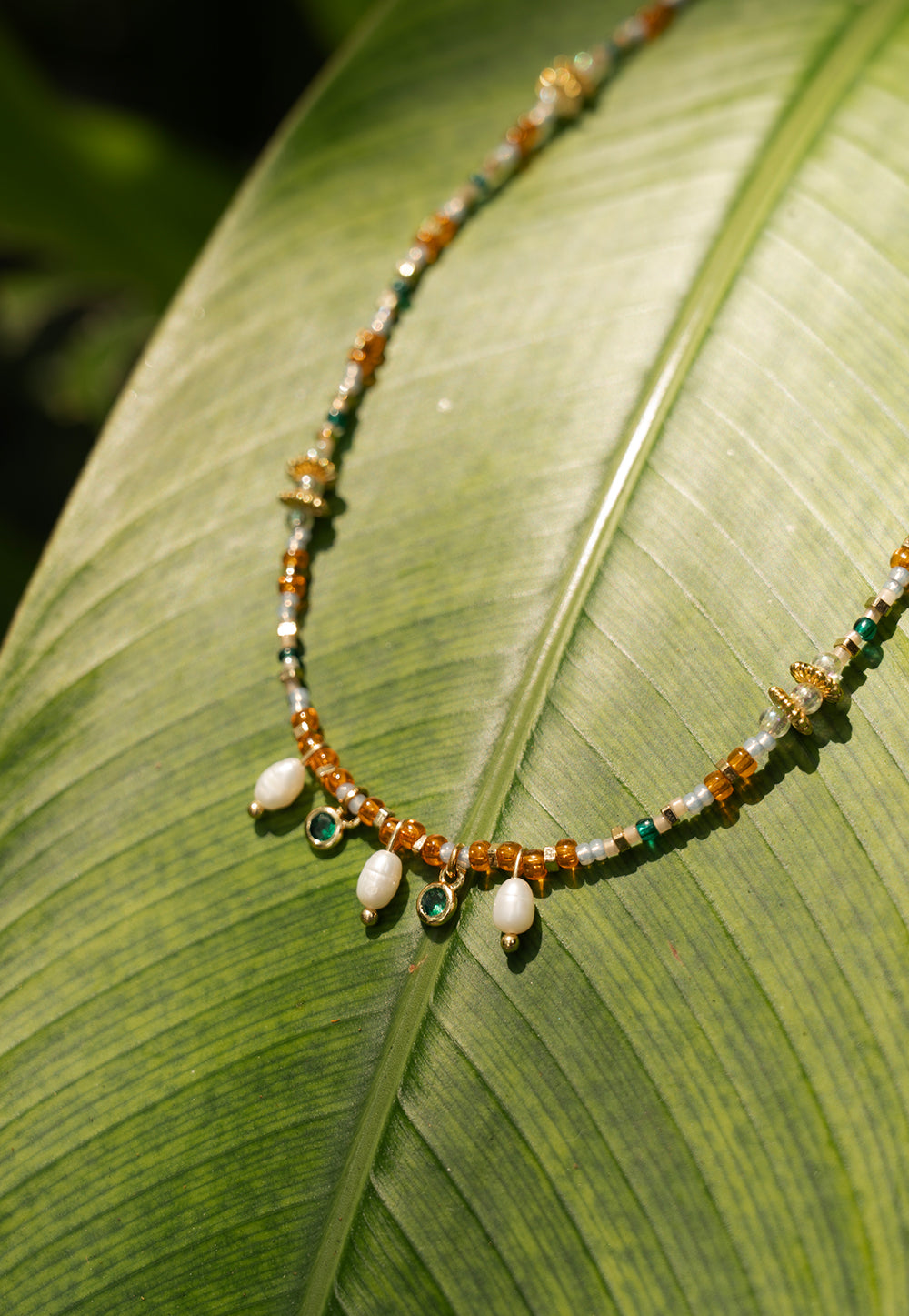 Envet Beaded Charm Necklace - Brulee