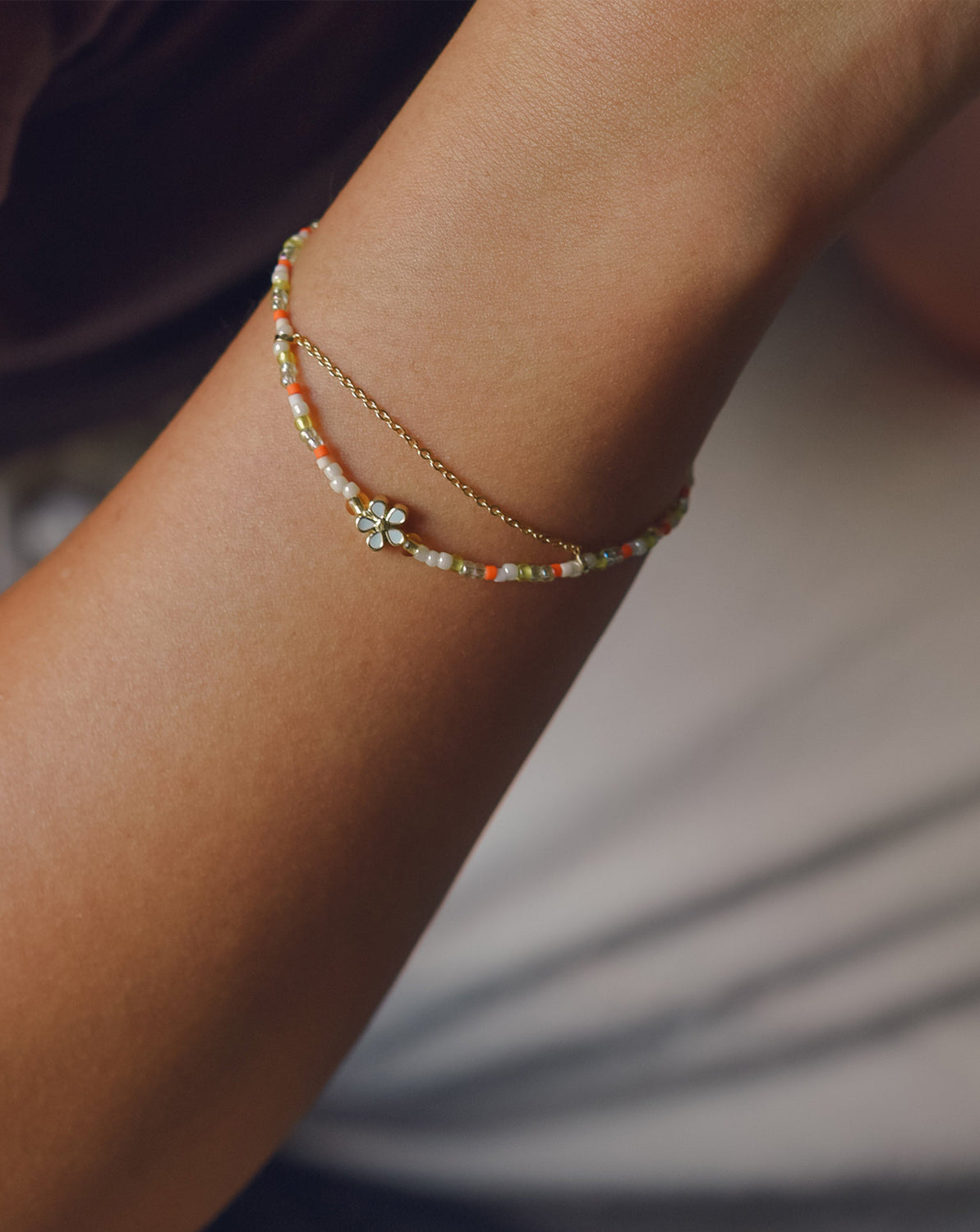 ENVET Tangerine Glow Beaded Bracelet