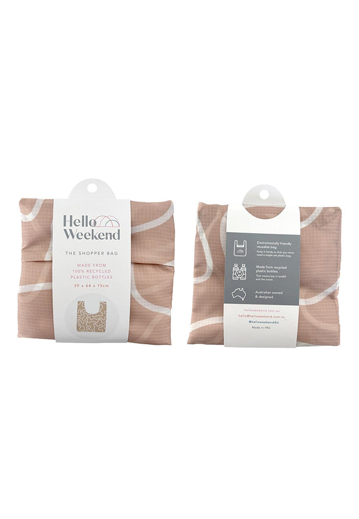 Hello Weekend Foldable Shopper Bag - Latte