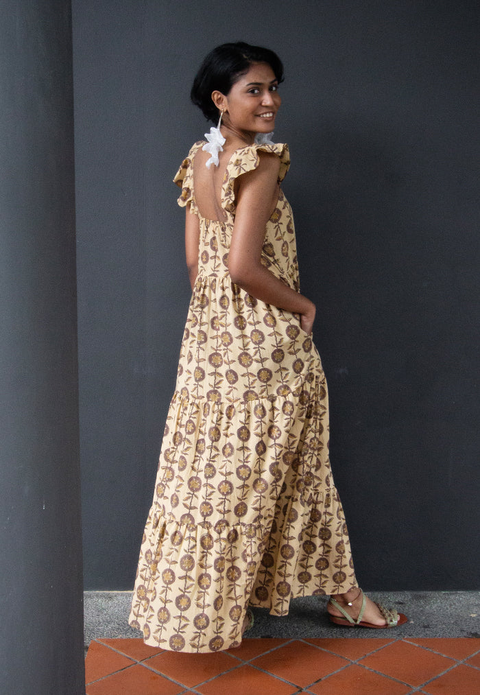 Indii Breeze Amalie Frill Maxi Dress - Bhura Dahlia