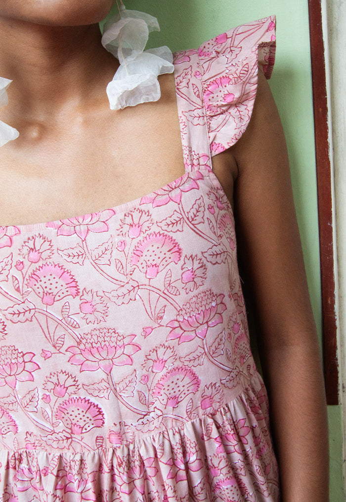 Indii Breeze Amalie Frill Maxi Dress - Pink Lotus