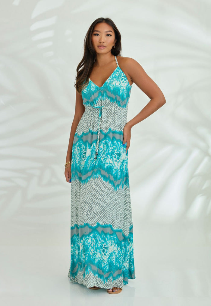 Indii Breeze Boho Maxi Dress - Pixie Blue