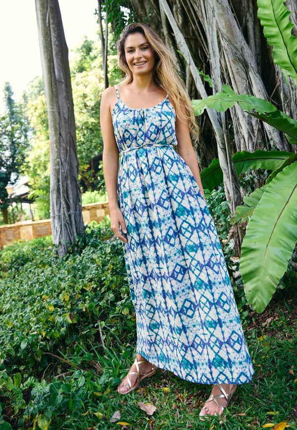 Reversible dress Missy Flower | Nicki Pagoda Blue - 98% organic cotton,  2% elastane