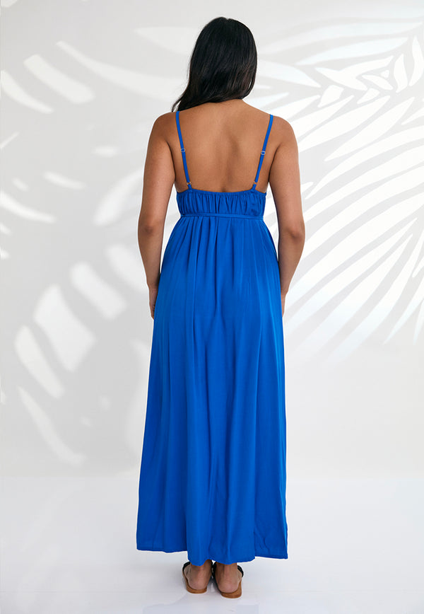 Indii Breeze Cami Plain Maxi Dress with Belt - Egyptian