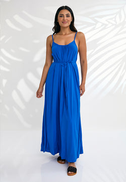 Indii Breeze Cami Plain Maxi Dress with Belt - Egyptian