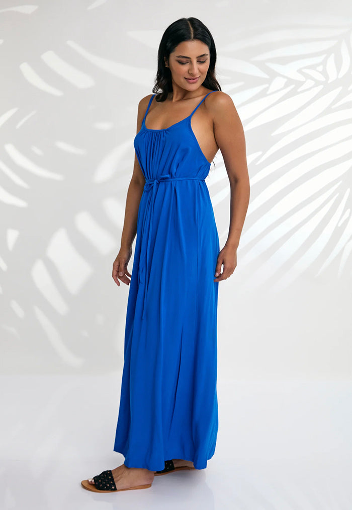 Indii Breeze Cami Plain Maxi Dress with Belt - Egyptian