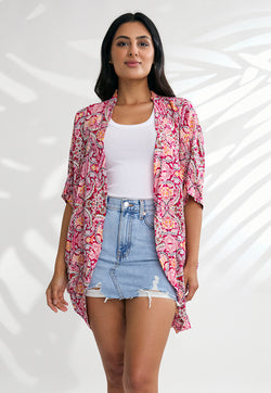 Indii Breeze Short Kimono - Patty Pink