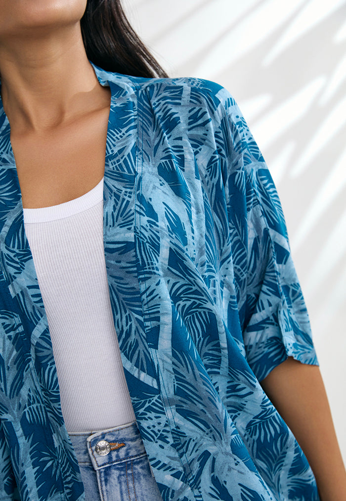 Indii Breeze Short Kimono - Lombok Blue