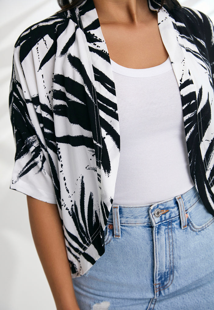 Indii Breeze Crop Kimono - Maui White