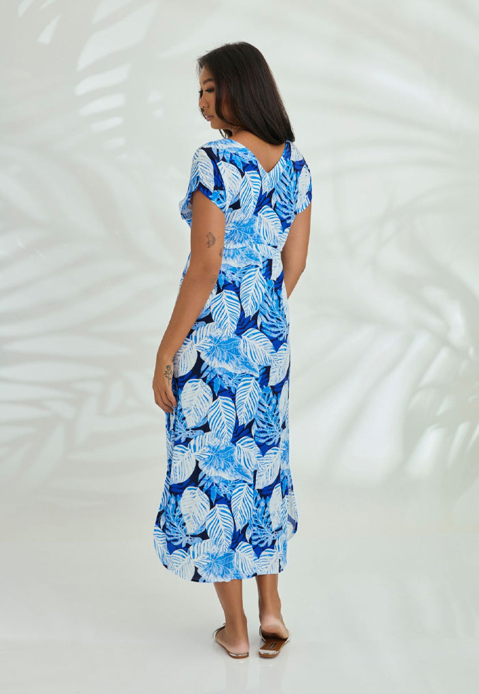 Indii Breeze Mia Tie Dress - Blue Palm