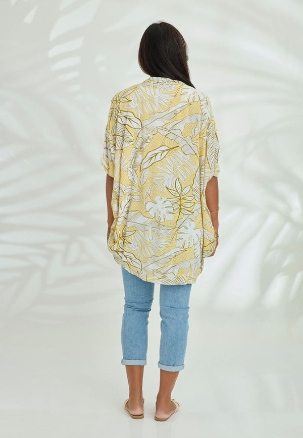 Indii Breeze Short Kimono - Yellow Palm