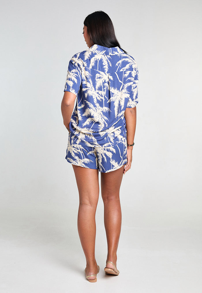 Indii Breeze Maria Shirt & Shorts Set - Palma Blue