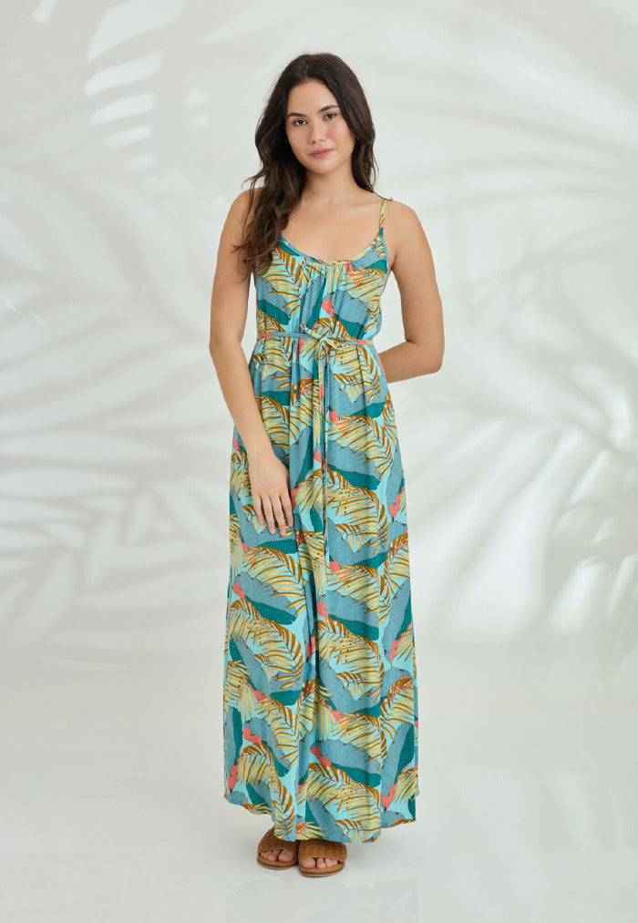 Indii Breeze Cami Plain Maxi Dress with Belt - Getaway
