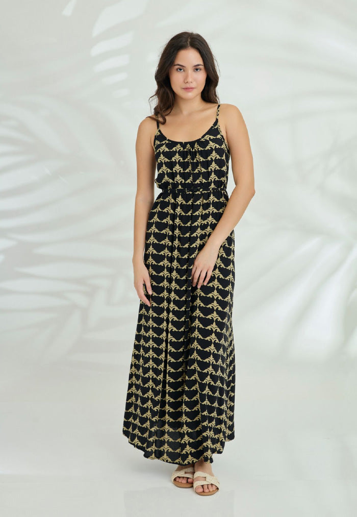 Indii Breeze Cami Plain Maxi Dress with Belt - Creek Trell