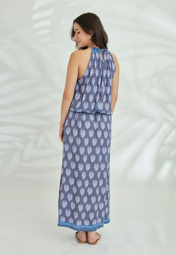 Indii Breeze Susan Halter Maxi Dress - Grey Amy
