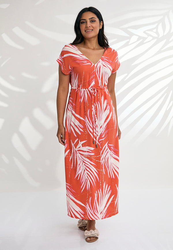 Indii Breeze Mia Tie Dress - Maui Orange