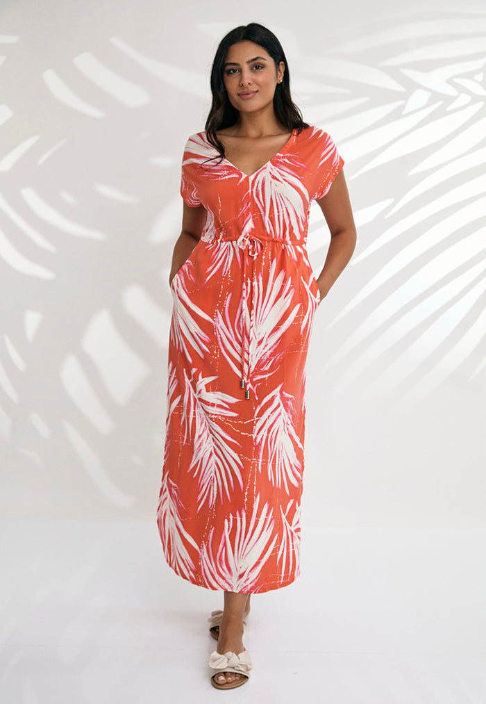 Indii Breeze Mia Tie Dress - Maui Orange