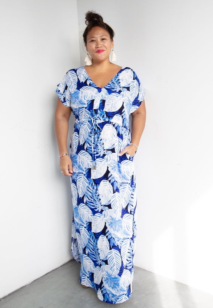 Indii Breeze Mia Tie Dress - Blue Palm