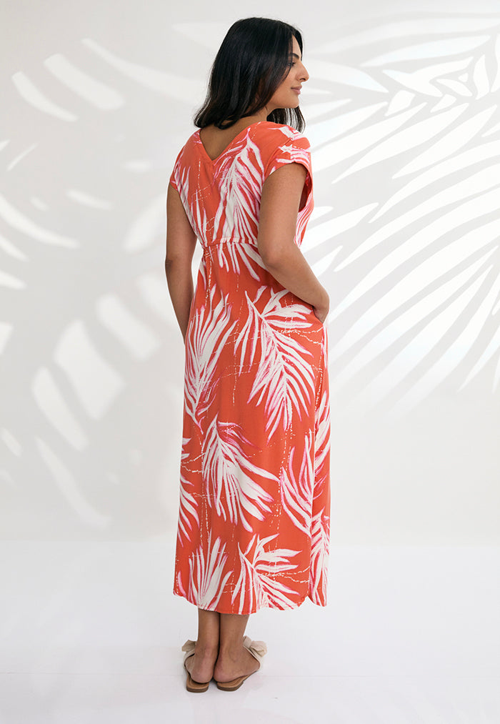 Indii Breeze Mia Tie Dress - Maui Orange