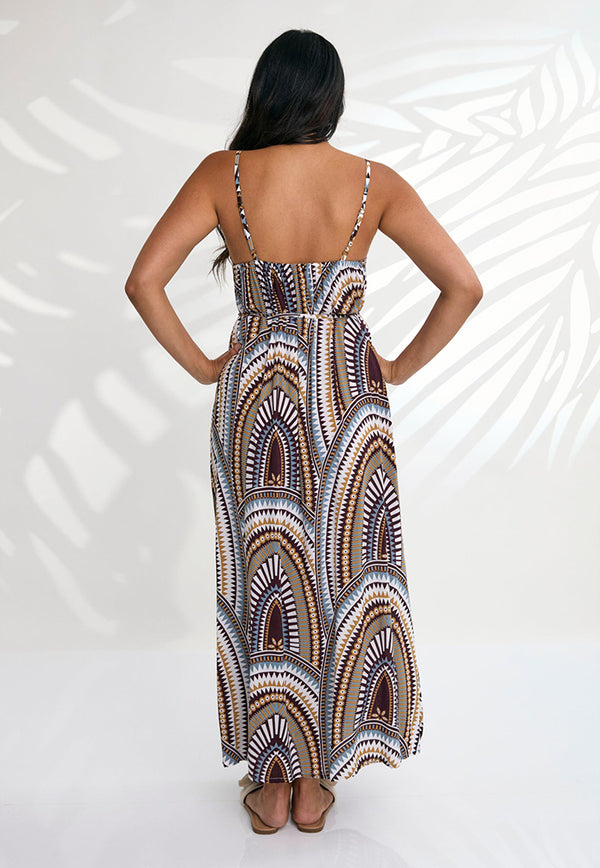 Indii Breeze Cami Plain Maxi Dress with Belt - Roma