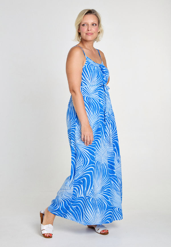 Indii Breeze Cami Plain Maxi Dress with Belt - Zazzle Light Blue