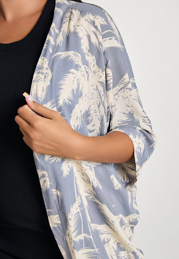 Indii Breeze Short Kimono - Palm Grey