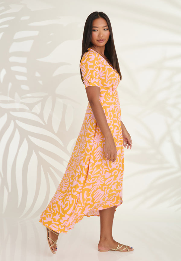 Indii Breeze Renae Wrap Maxi Dress - Orange Dream