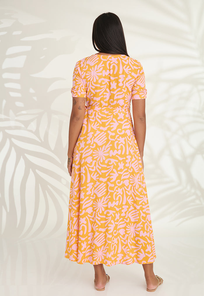 Indii Breeze Renae Wrap Maxi Dress - Orange Dream