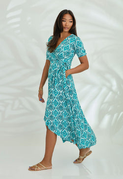 Indii Breeze Renae Wrap Maxi Dress - Diamond Green