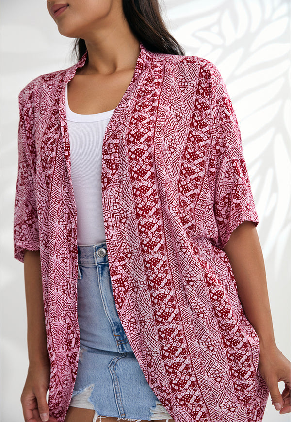 Indii Breeze Short Kimono - Red Flare