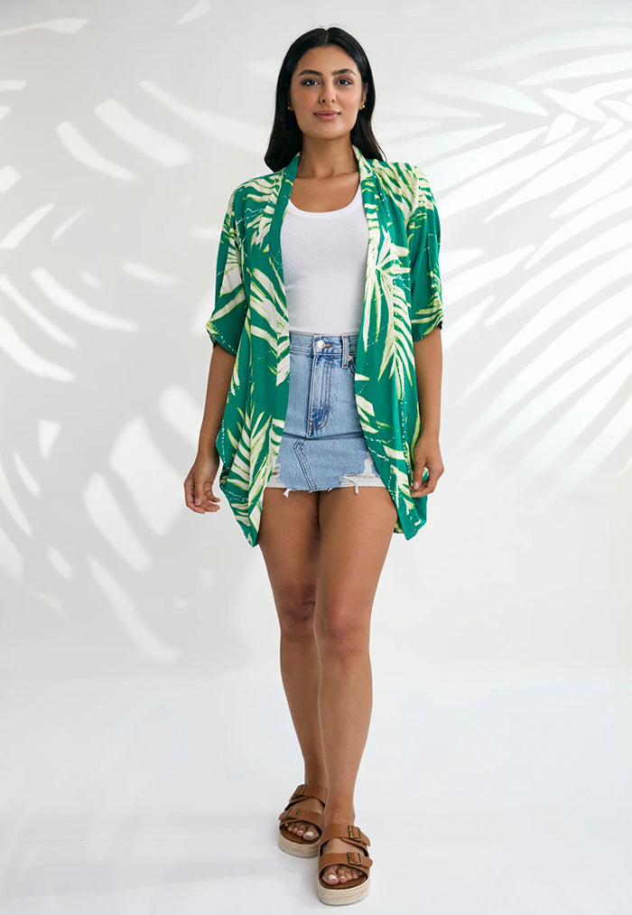 Indii Breeze Short Kimono - Maui Green