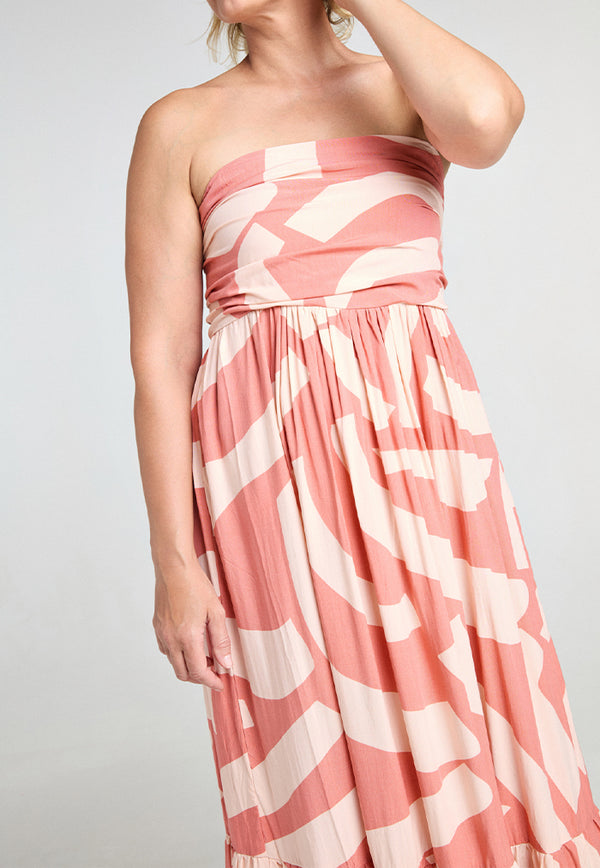 Indii Breeze Siti Strapless Dress - Slate Peach