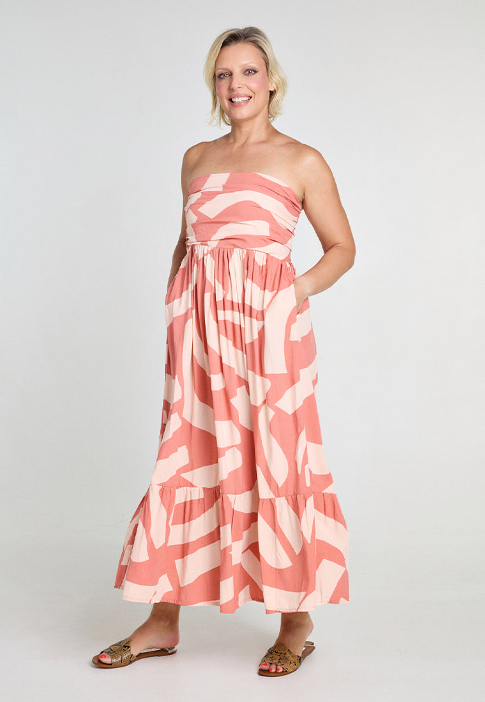 Indii Breeze Siti Strapless Dress - Slate Peach