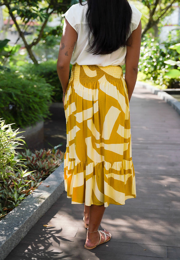 Indii Breeze Stella Skirt - Slate Mustard