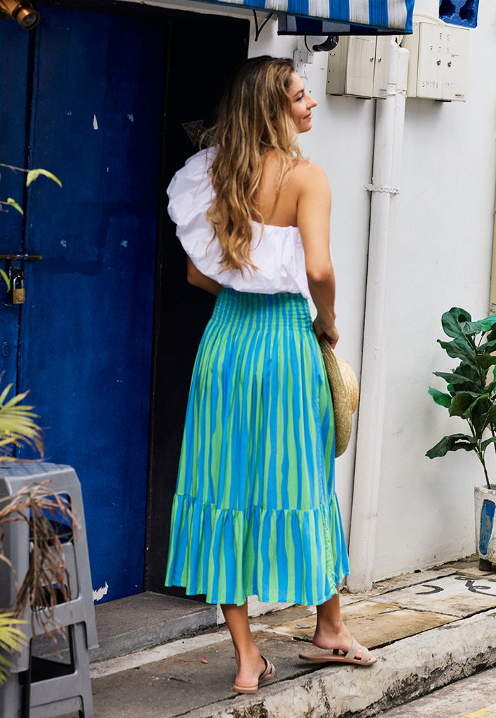 Indii Breeze Stella Skirt - Stripe Green
