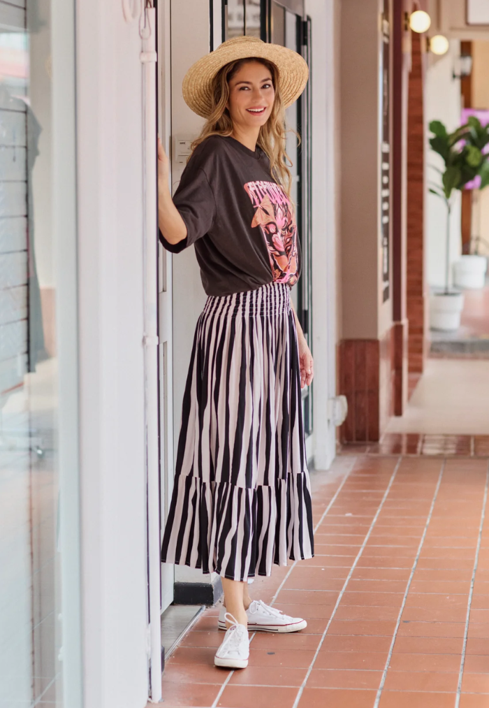 Indii Breeze Stella Skirt - Stripe Black