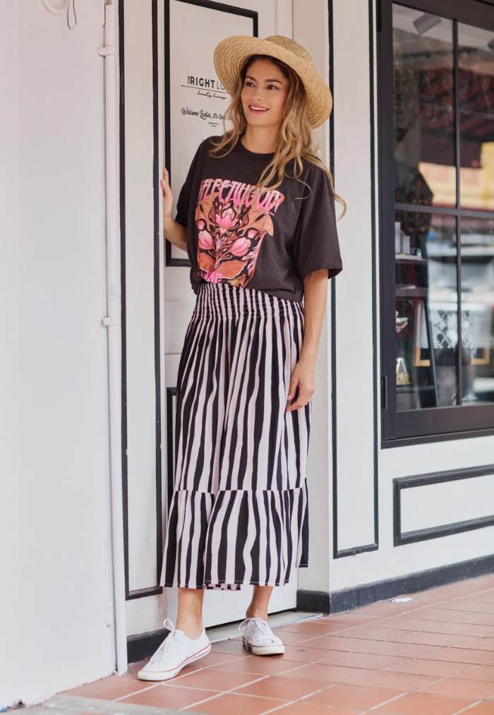 Indii Breeze Stella Skirt - Stripe Black