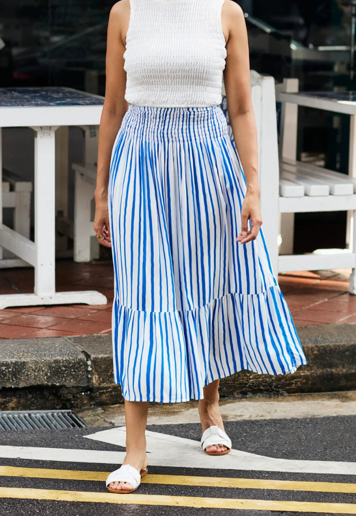 Indii Breeze Stella Skirt - Stripe Blue