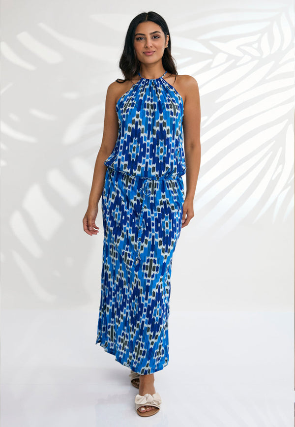 Indii Breeze Susan Halter Maxi Dress - Invade Blue