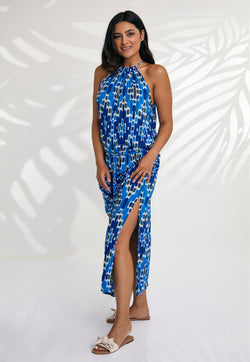 Indii Breeze Susan Halter Maxi Dress - Invade Blue