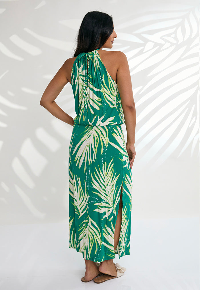 Indii Breeze Susan Halter Maxi Dress - Maui Green