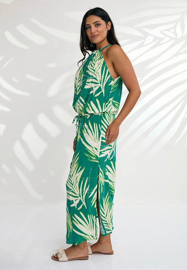 Indii Breeze Susan Halter Maxi Dress - Maui Green