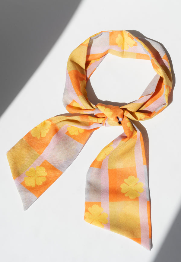 Karangan Long Skinny Scarf - Orange Tartan