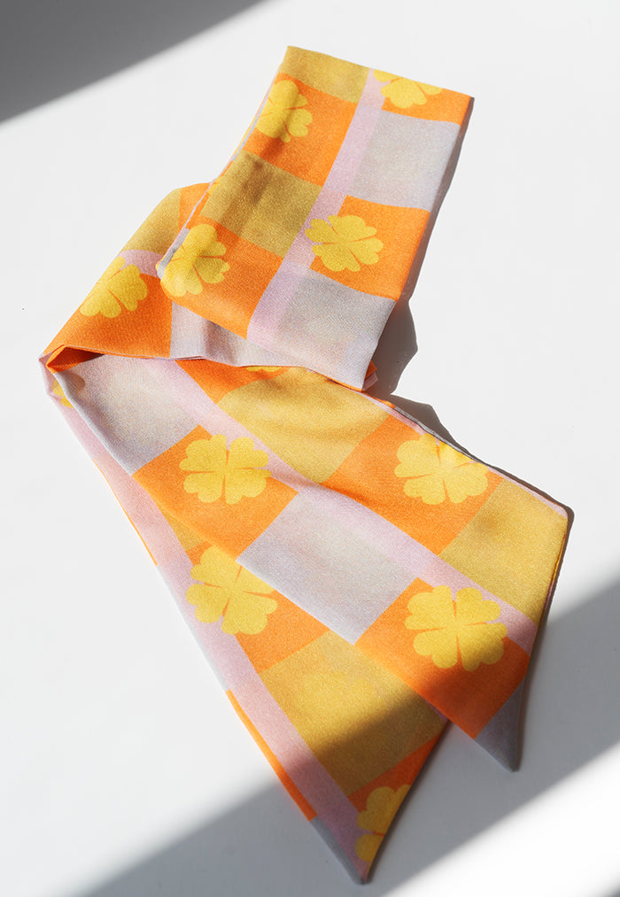 Karangan Long Skinny Scarf - Orange Tartan