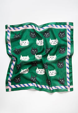 Karangan Mini Square Scarf/ Bandana - Si Belang Green