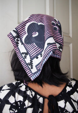 Karangan Mini Square Scarf/ Bandana - Plaid Black Pink