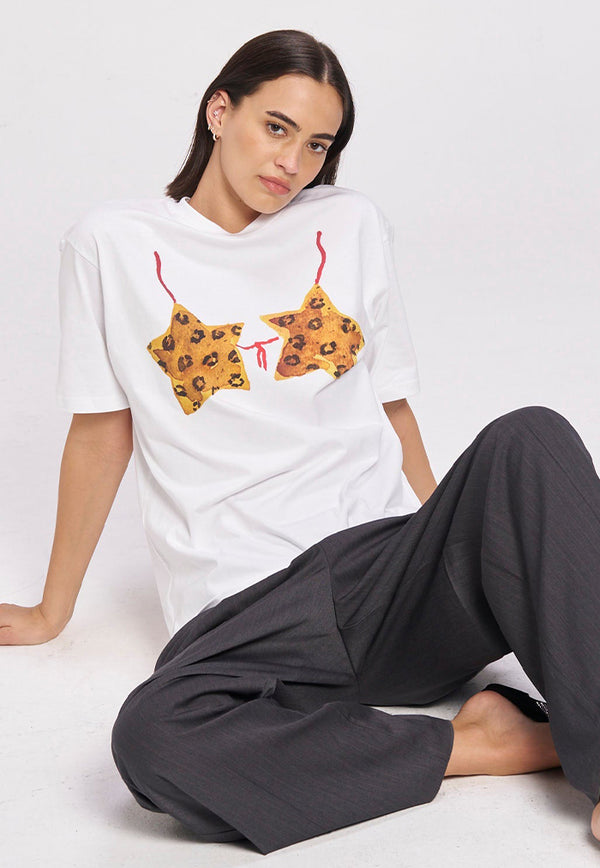 Maku the Label Leopard Starkini Oversize Tee - White